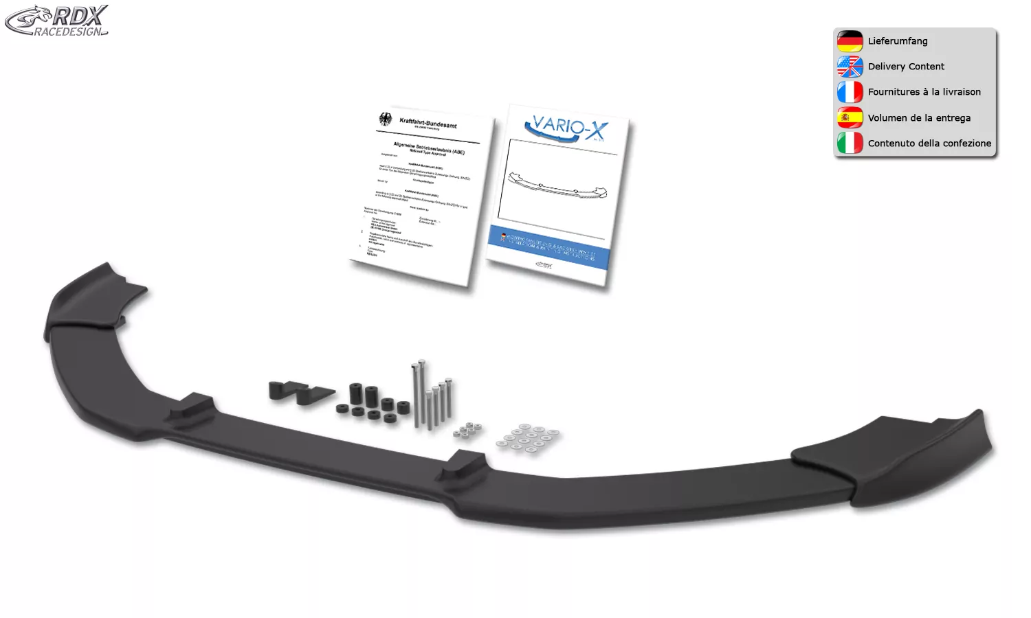 RDX Frontspoiler VARIO-X für VOLVO S80 2006-2013 / V70 2007-2013 Frontlippe Front Ansatz Vorne Spoilerlippe