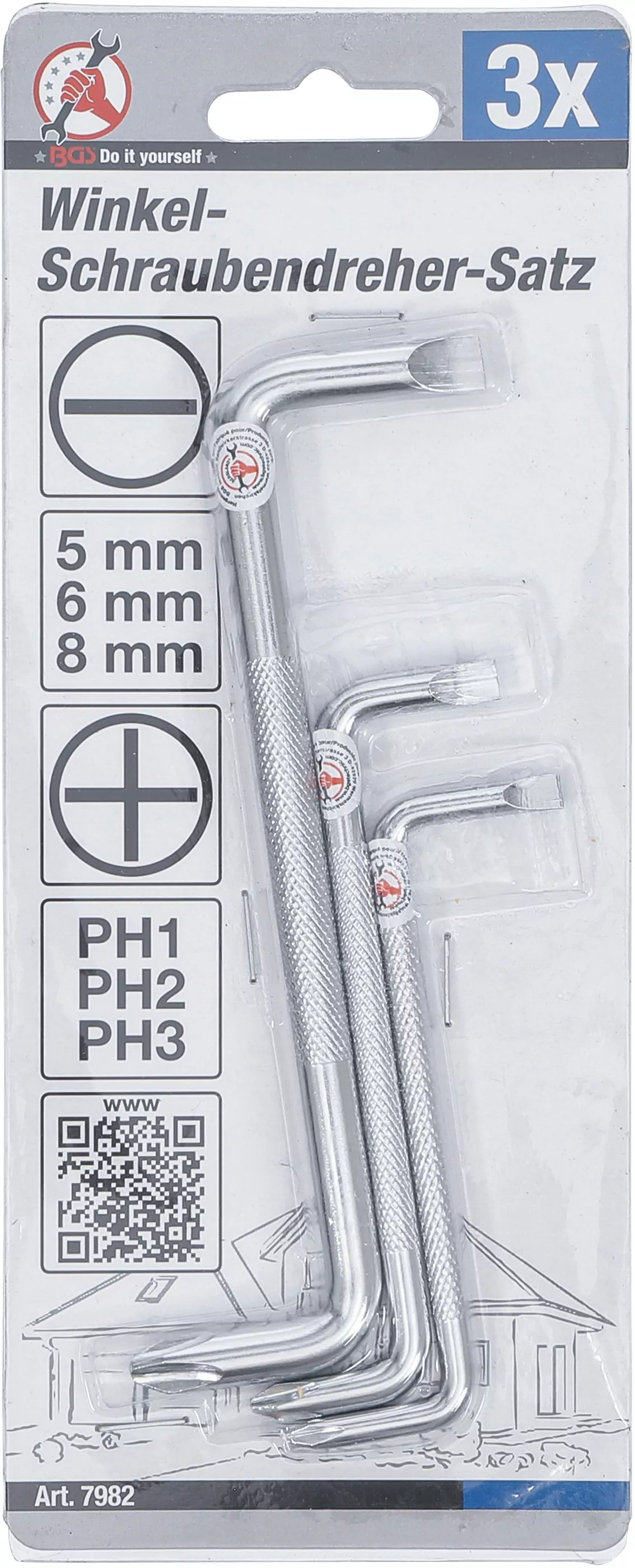 Winkel-Schraubendreher-Satz | Schlitz / Kreuzschlitz | 3-tlg.