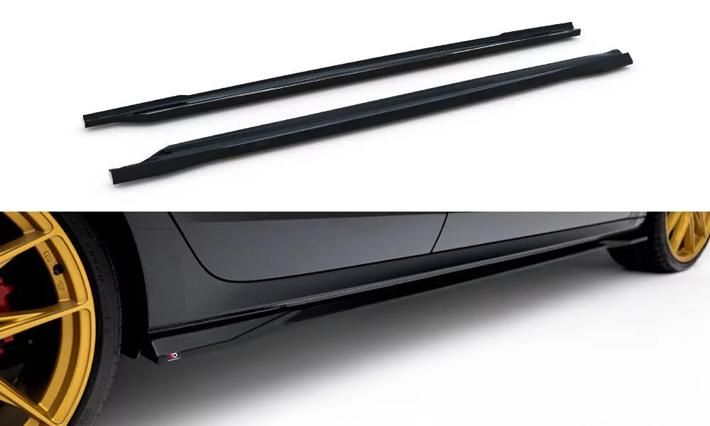 Seitenschweller Ansatz Für V.1 Für Skoda Octavia RS Liftback / Combi Mk4 / Mk4 Facelift Schwarz Hochglanz