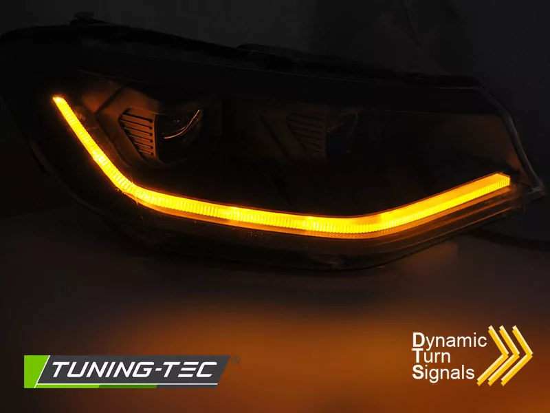 Led Headlights Tube Light Black Drl Seq Fits Vw Caddy 20-
