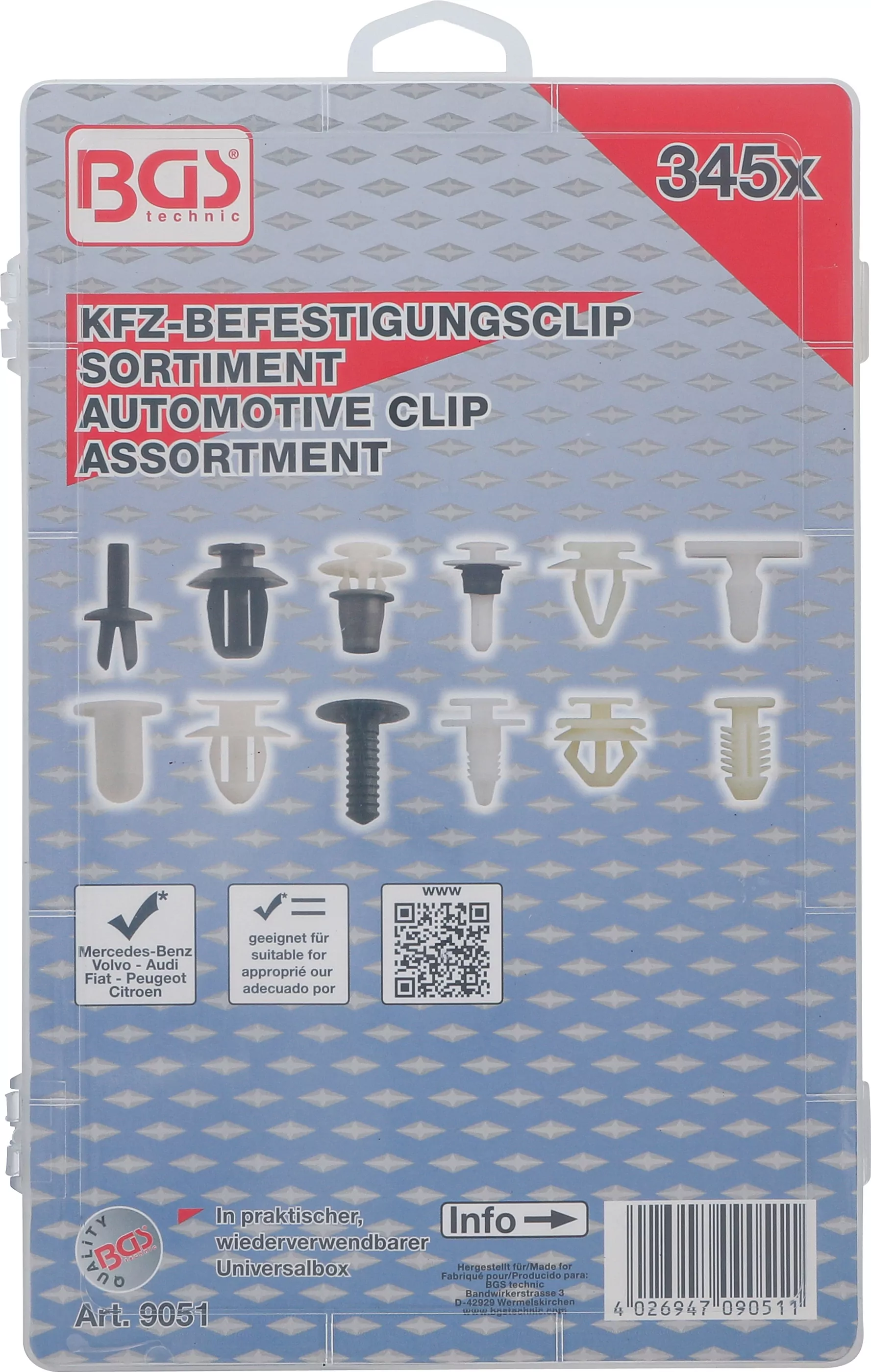 Kfz-Befestigungsclip-Sortiment für Peugeot, Citroen | 345-tlg.