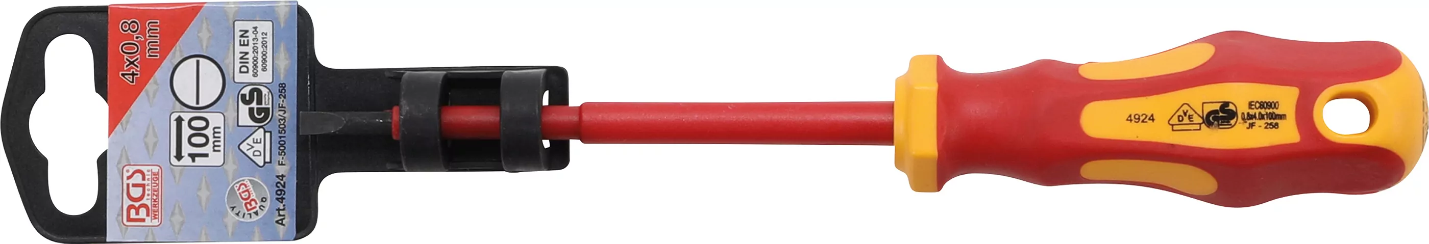 VDE-Schraubendreher | Schlitz 4 mm | Klingenlänge 100 mm