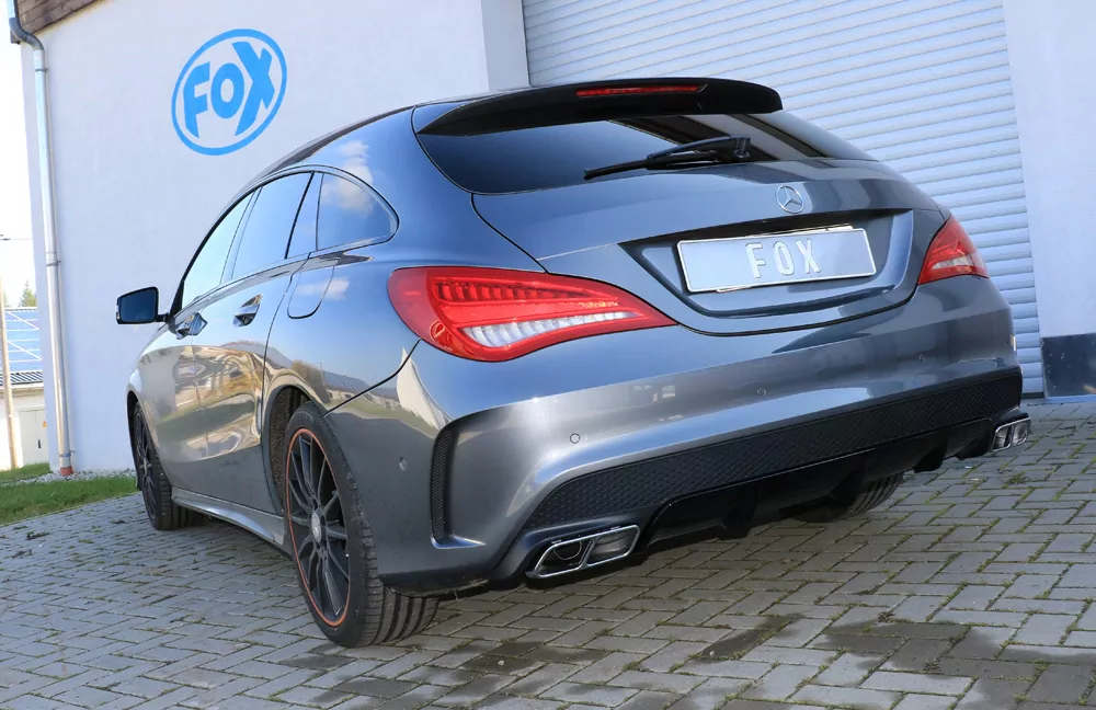 Mercedes CLA - C117/ X117 für AMG-Line/ AMG 45 Optik  Endschalldämpfer quer Ausgang rechts/links für Modelle mit AMG45 oder AMG-Line Endrohre - Endrohre in originaler Stoßstange
