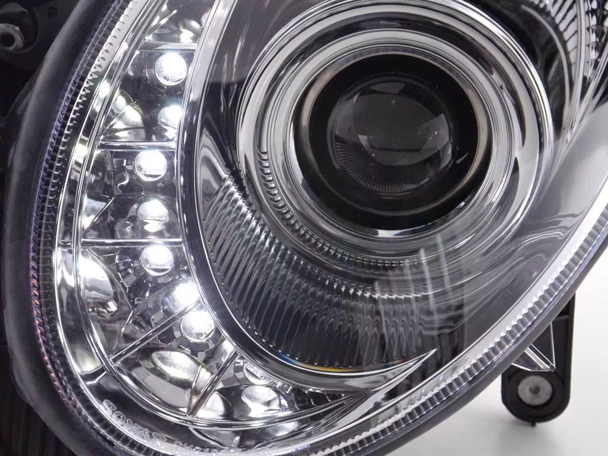 Scheinwerfer Set Daylight LED TFL-Optik Mercedes E-Klasse 211 Bj. 02-06 chrom