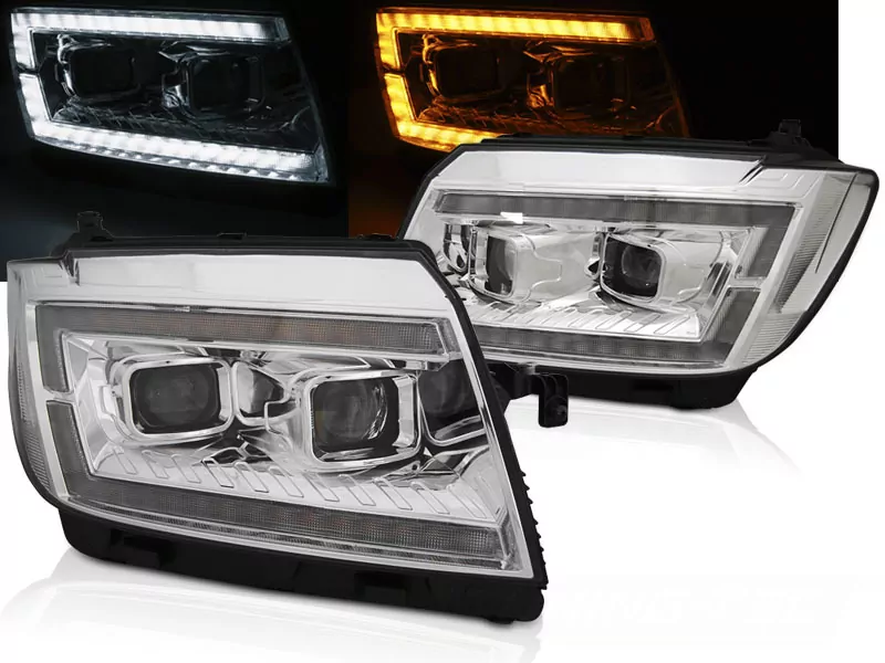 Led Headlights Tube Light Chrome Drl Seq Fits Vw Crafter Ii 2017- 