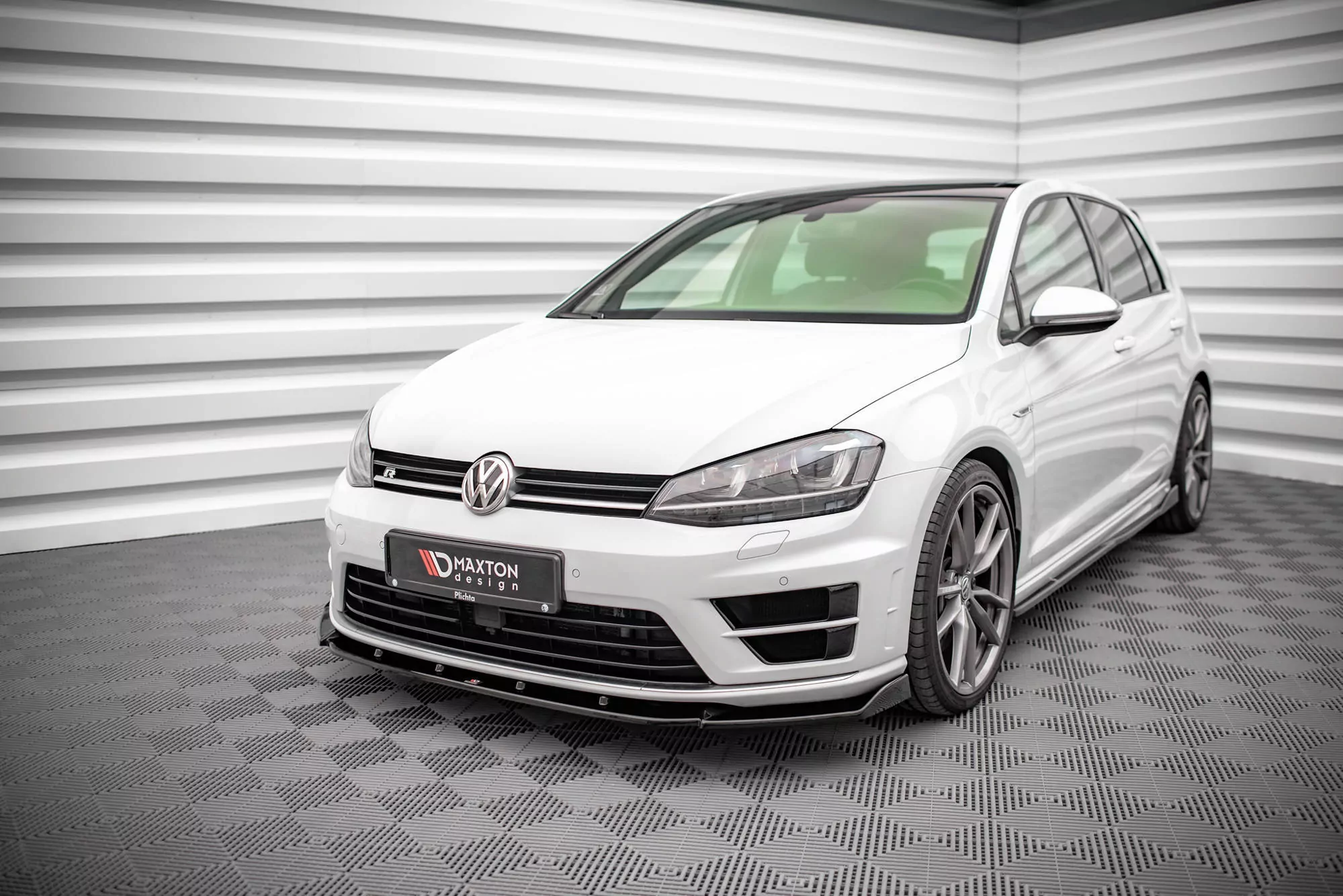 Front Ansatz V.4 Für Volkswagen Golf R / R-Line Mk7 Schwarz Hochglanz
