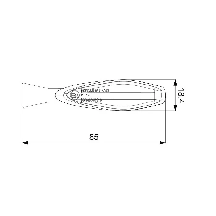 Led-blinker Titan | Sequenziell | Alu | Schwarz | Paar | Get. | M8 | L 85 X B 18,4 X H 15mm | E-gepr