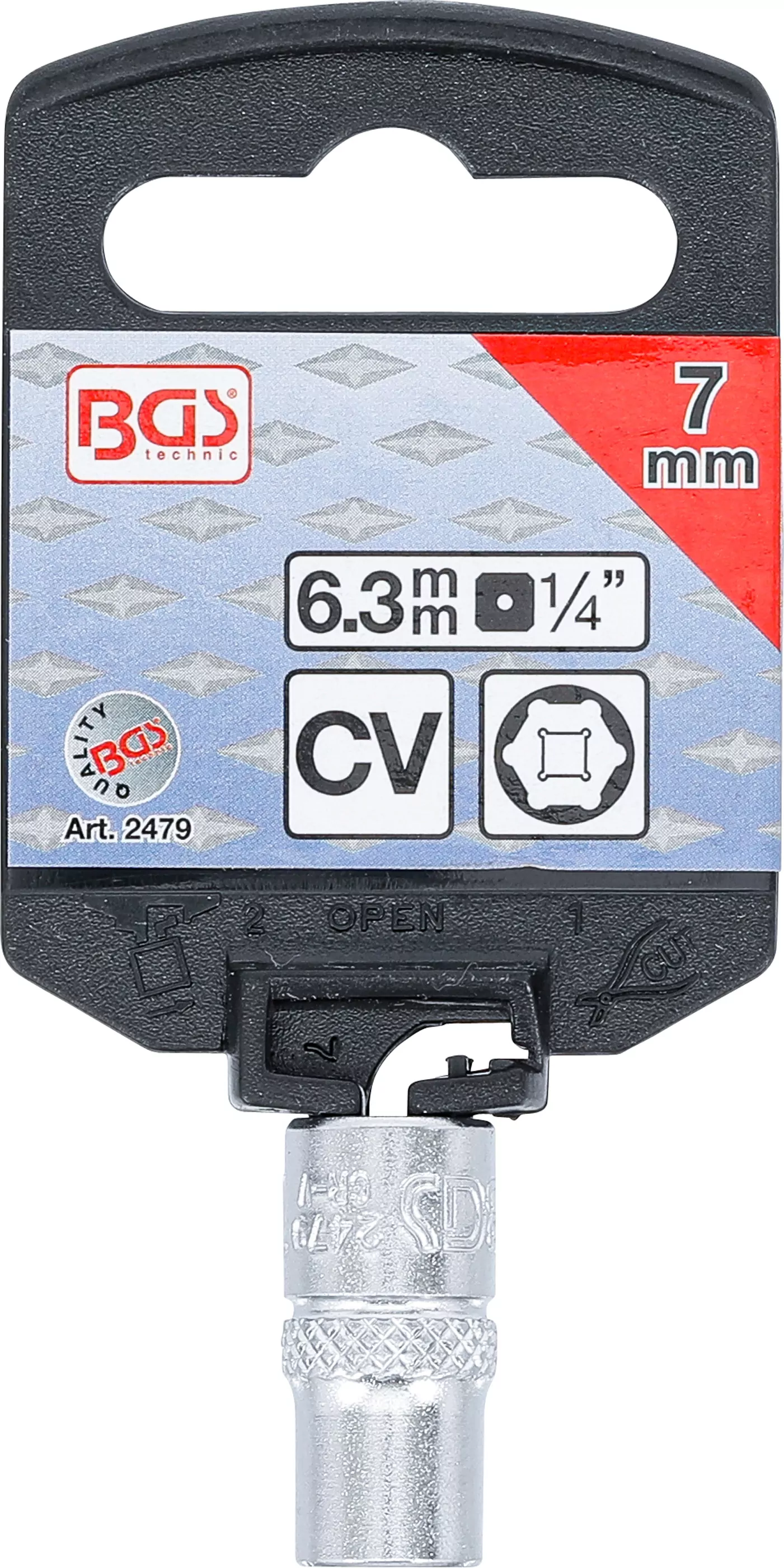 Steckschlüssel-Einsatz Sechskant | Antrieb Innenvierkant 6,3 mm (1/4") | SW 7 mm