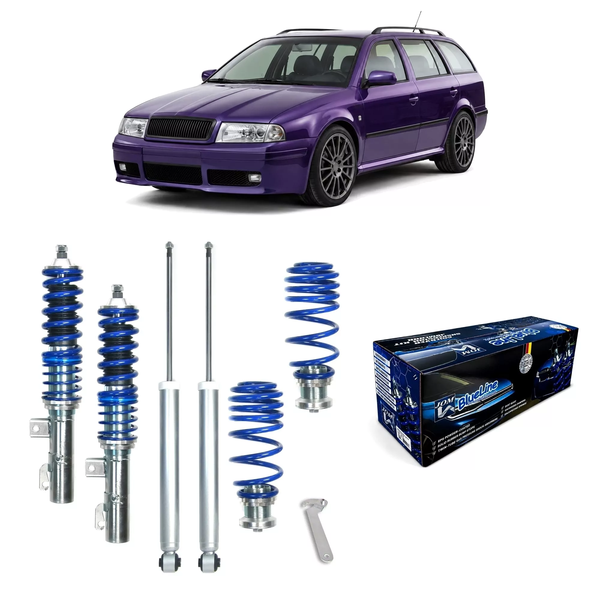 BlueLine Gewindefahrwerk passend für Skoda Octavia RS (1U) 1.8 ab Baujahr 05.2001, nicht für Modelle mit Allradantrieb