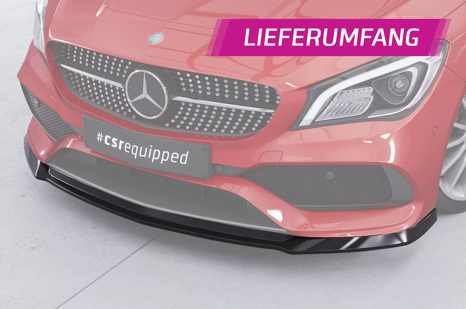 Cup-Spoilerlippe mit ABE für Mercedes Benz CLA 117 AMG-Line CSL522 Schwarz Strukturiert