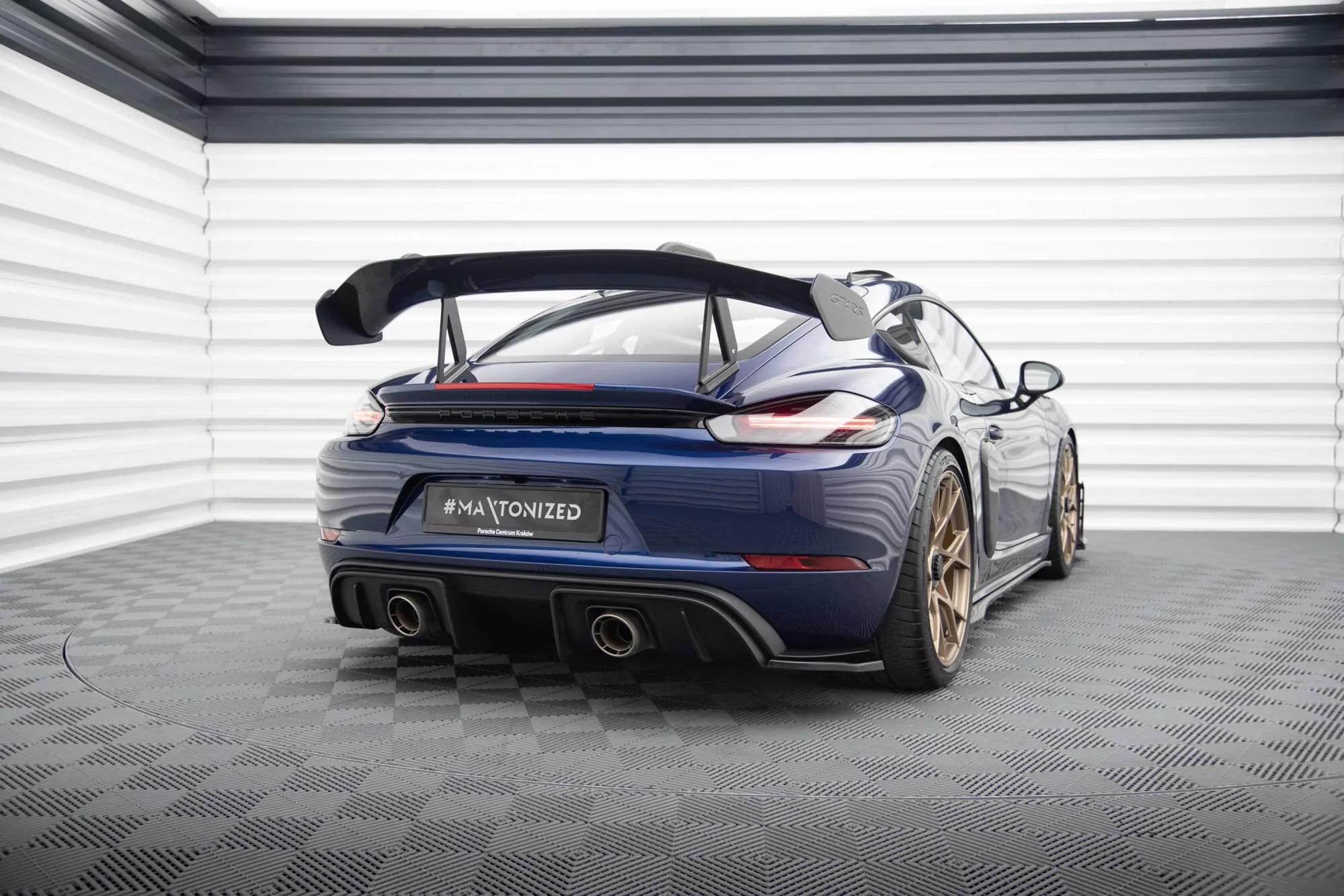 Heck Ansatz Flaps Diffusor Für Porsche 718 Cayman GT4 RS 982c Schwarz Hochglanz