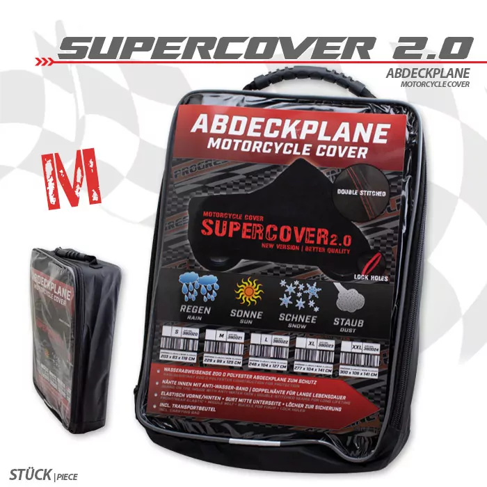 Abdeckplane | Supercover 2.0 | Gr. M | Schwarz | Polyester | 200 D | L 229 X B 99 X H 125 Cm