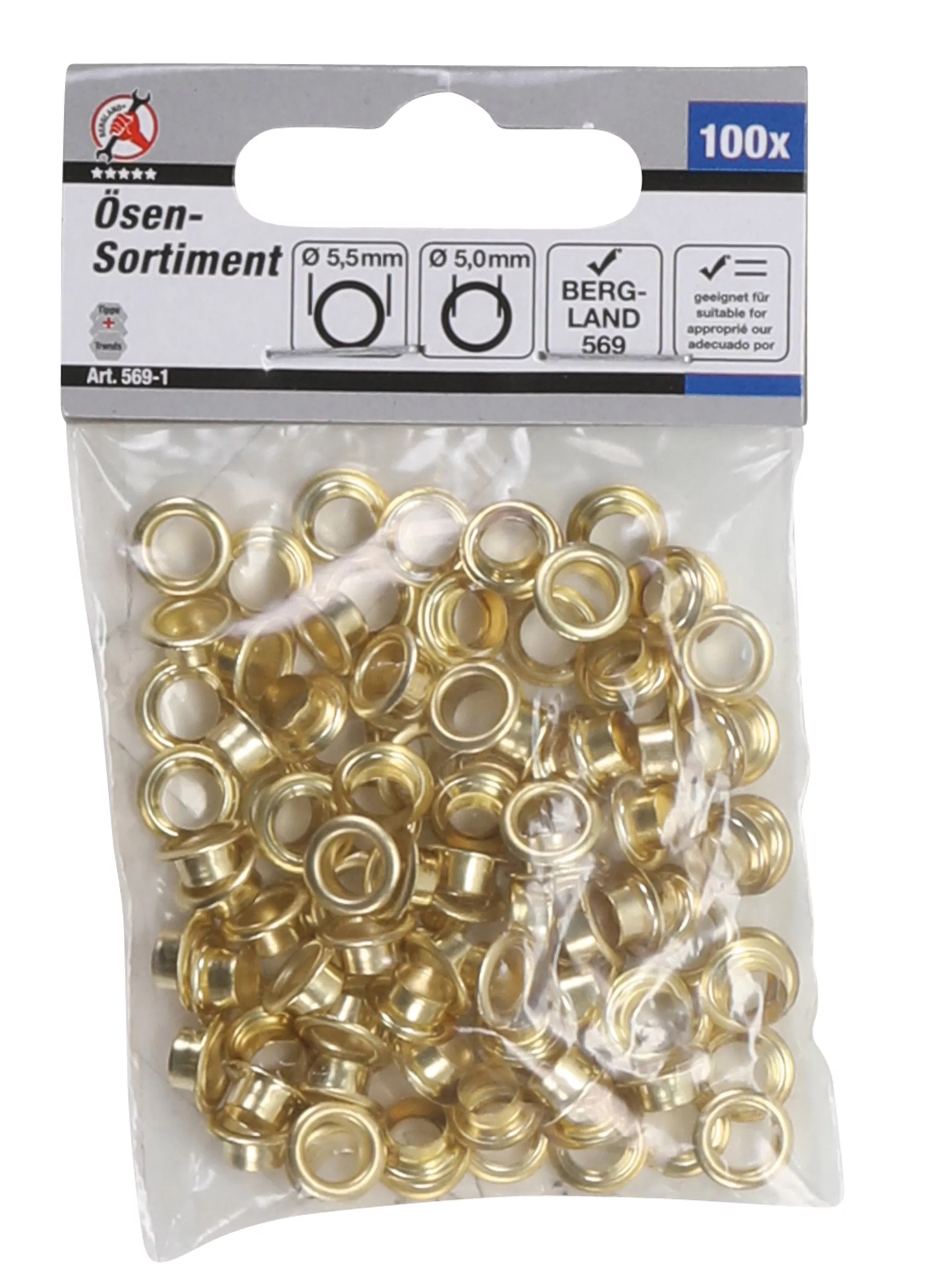 Ösen-Sortiment | 5,0 x 5,5 mm | 100-tlg.