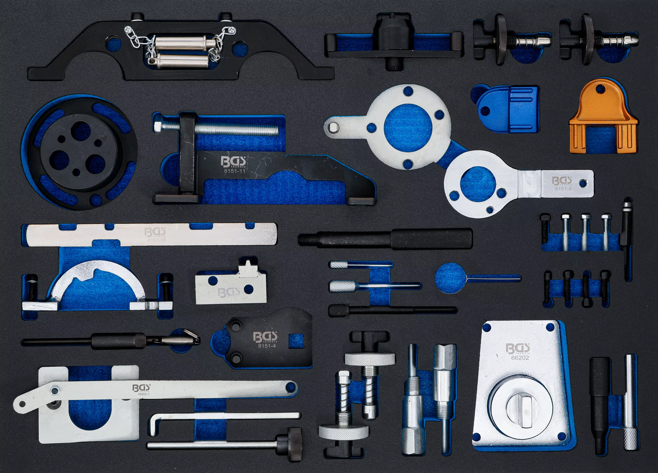 Werkstattwageneinlage 3/3: Motor-Einstellwerkzeug-Satz | für Opel, Chevrolet, Saab, Fiat, Lancia, Suzuki, Ford