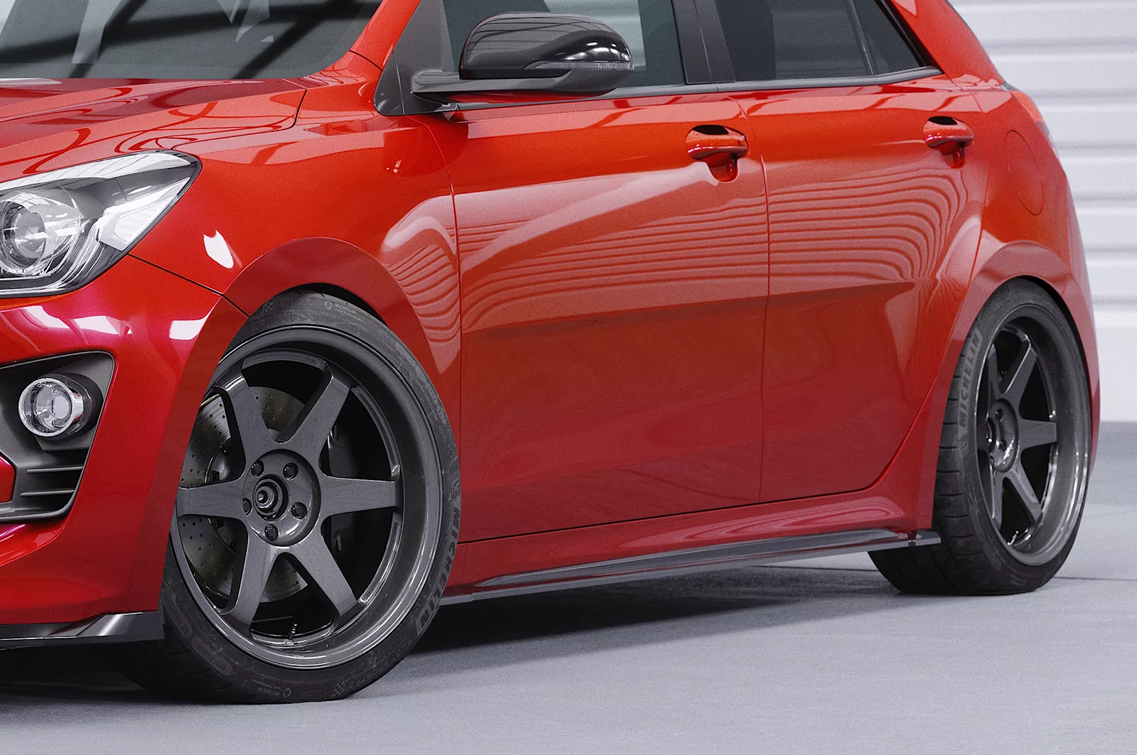 Seitenschweller für Kia Rio (YB) SS485 Schwarz Strukturiert