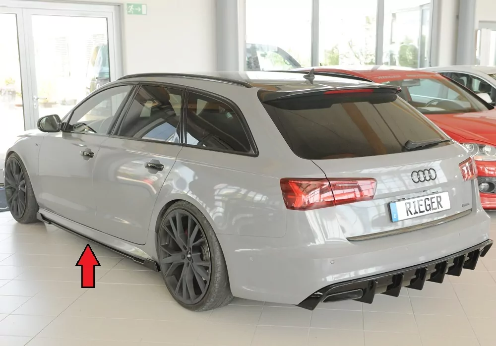 Rieger Seitenschweller links ansatz (2-tlg.) glanz schwarz für Audi A6 S6 (4G/C7) Lim. 09.14- (ab Facelift)