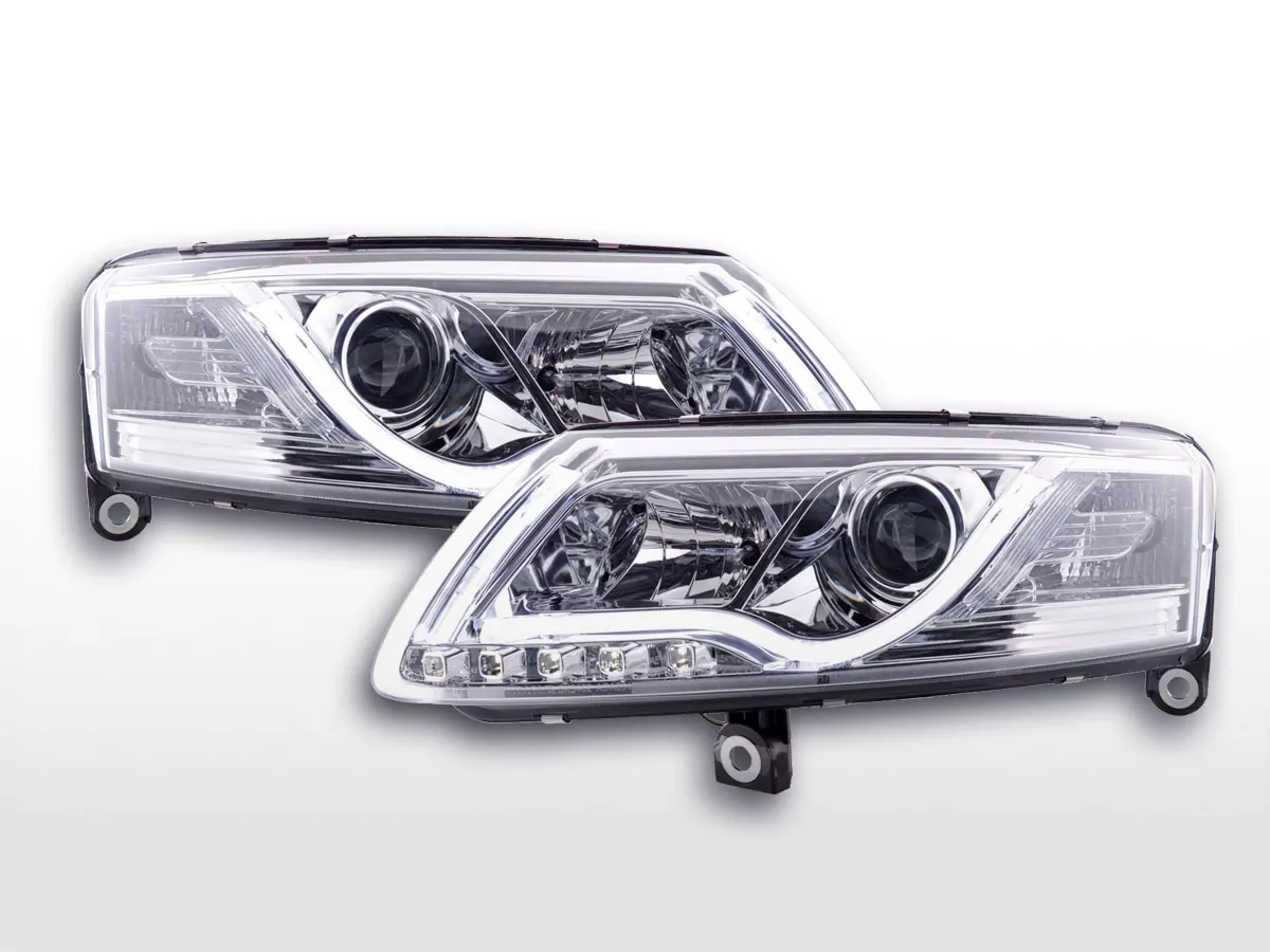 Scheinwerfer Set Daylight LED TFL-Optik Audi A6 Typ 4F Bj. 04-08 chrom