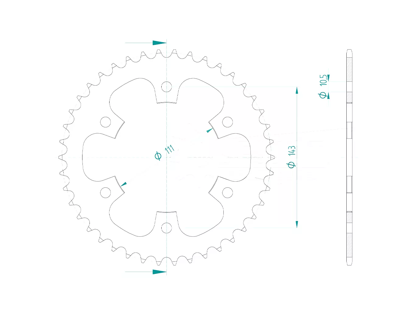 Kettenrad 42 Zähne Teilung 520 für diverse Royal Enfield Modelle