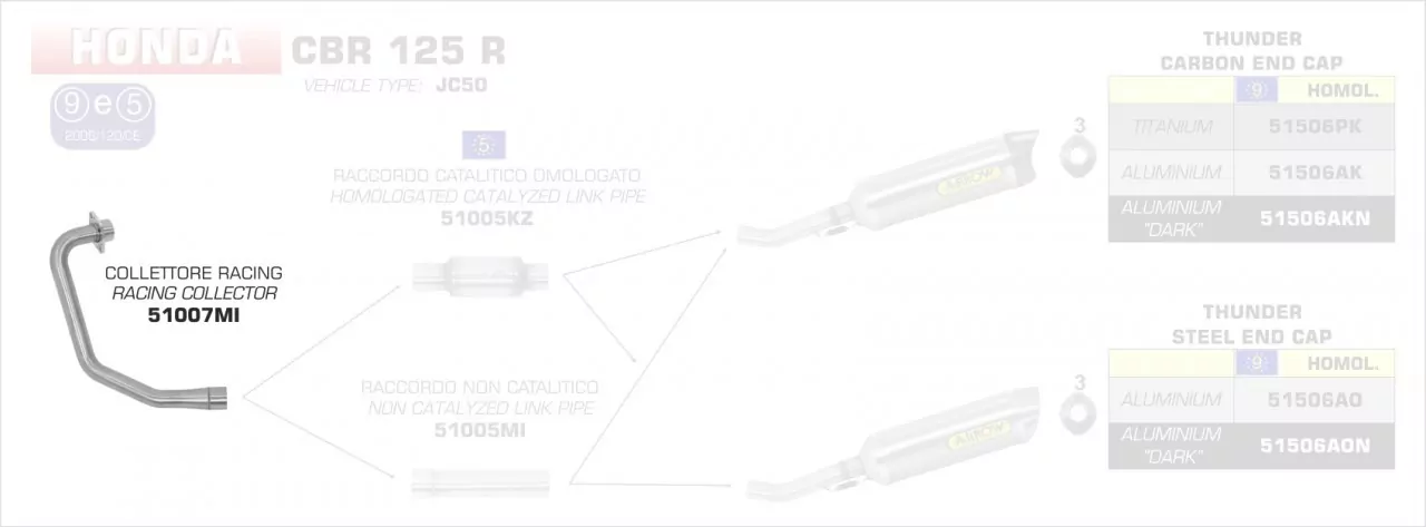 51007MI-Arrow Racing Krümmer Honda CBR 125 R 11-16