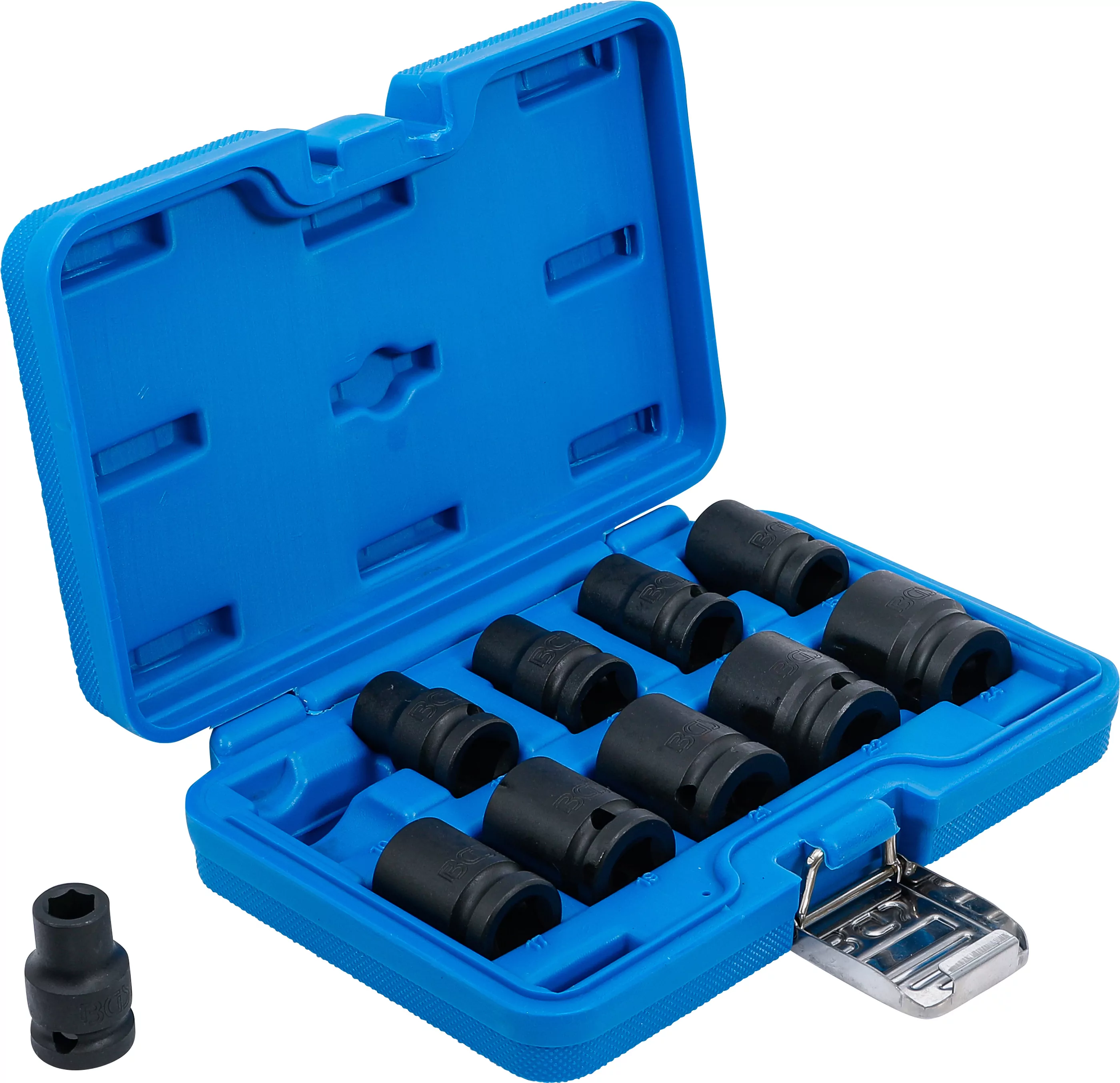 Kraft-Steckschlüssel-Einsatz-Satz Sechskant | Antrieb Innenvierkant 12,5 mm (1/2") | SW 10 - 24 mm | 10-tlg.