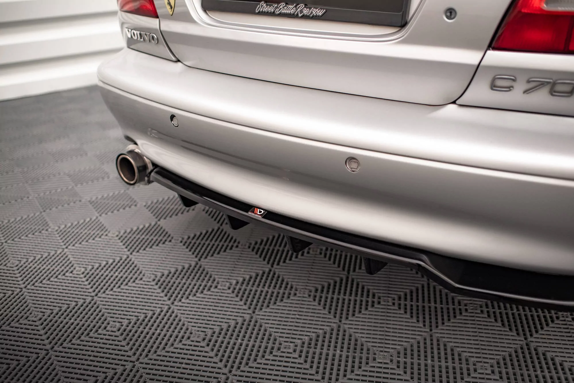 Hinten Splitter (mit Einem Vertikalem Balken) Volvo C70 Mk1 Schwarz Hochglanz