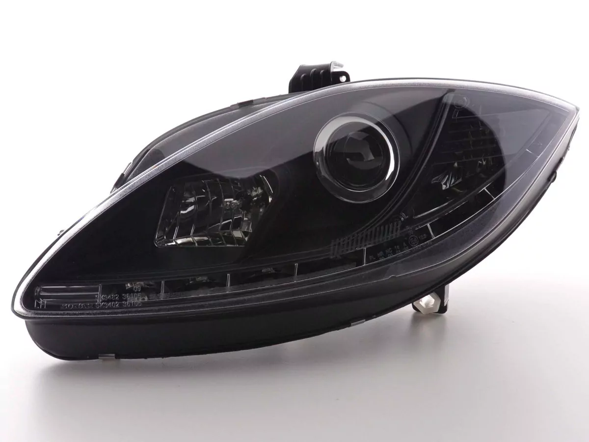 Scheinwerfer Set Daylight LED TFL-Optik Seat Leon 1P Bj. 09- schwarz