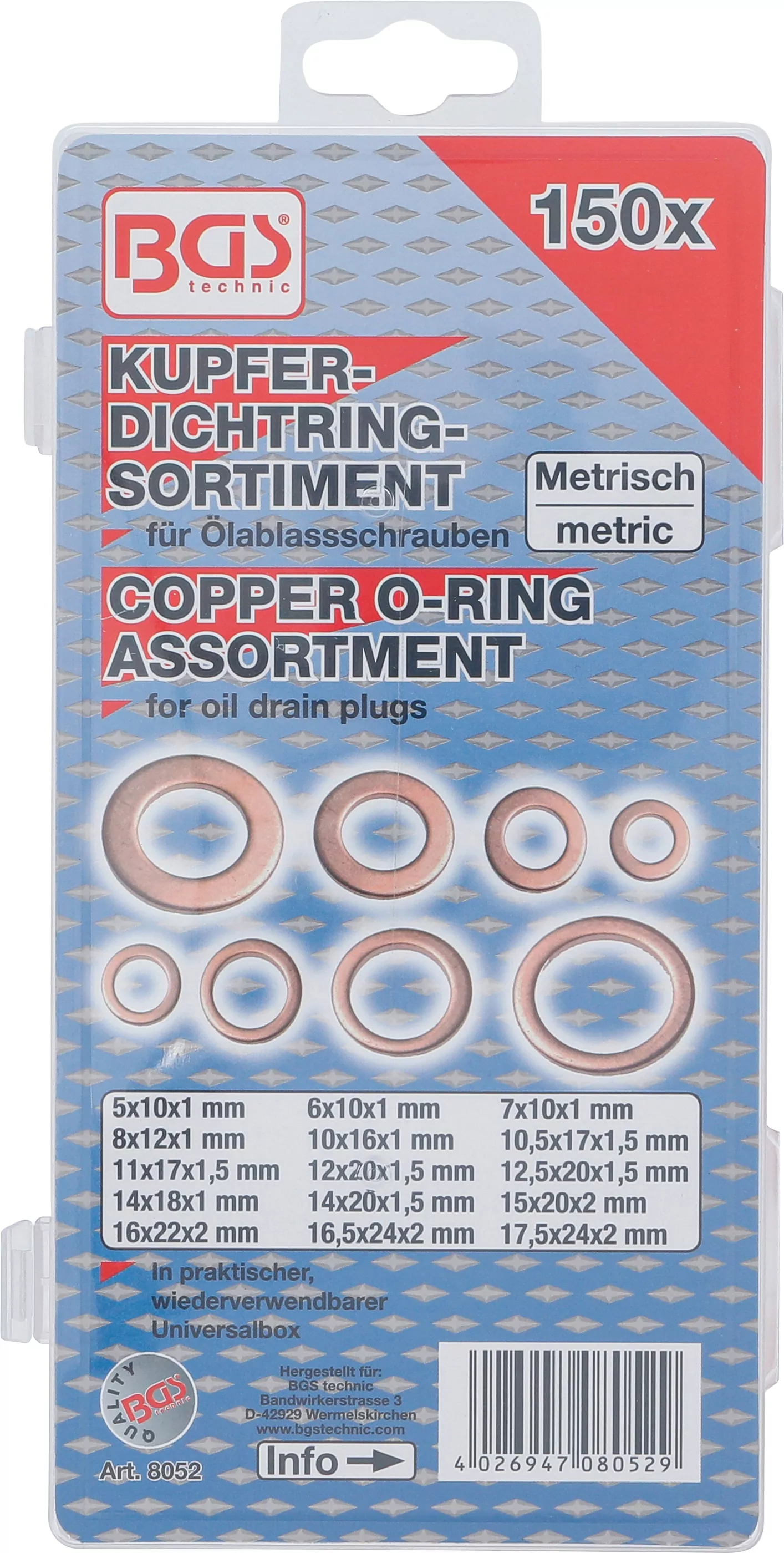 Dichtring-Sortiment | Kupfer | 150-tlg.