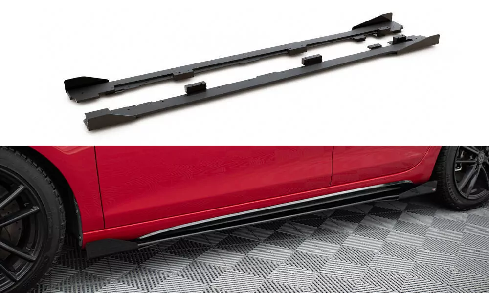 Robuste Racing Seitenschweller Ansatz Für Für + Flaps Volkswagen Golf GTI Mk6  Schwarz Hochglanz