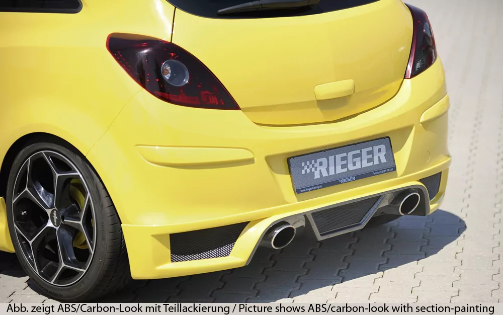 Rieger Heckschürzenansatz für Opel Corsa D - 5-tür. 07.06-12.10 (bis Facelift) carbon optik