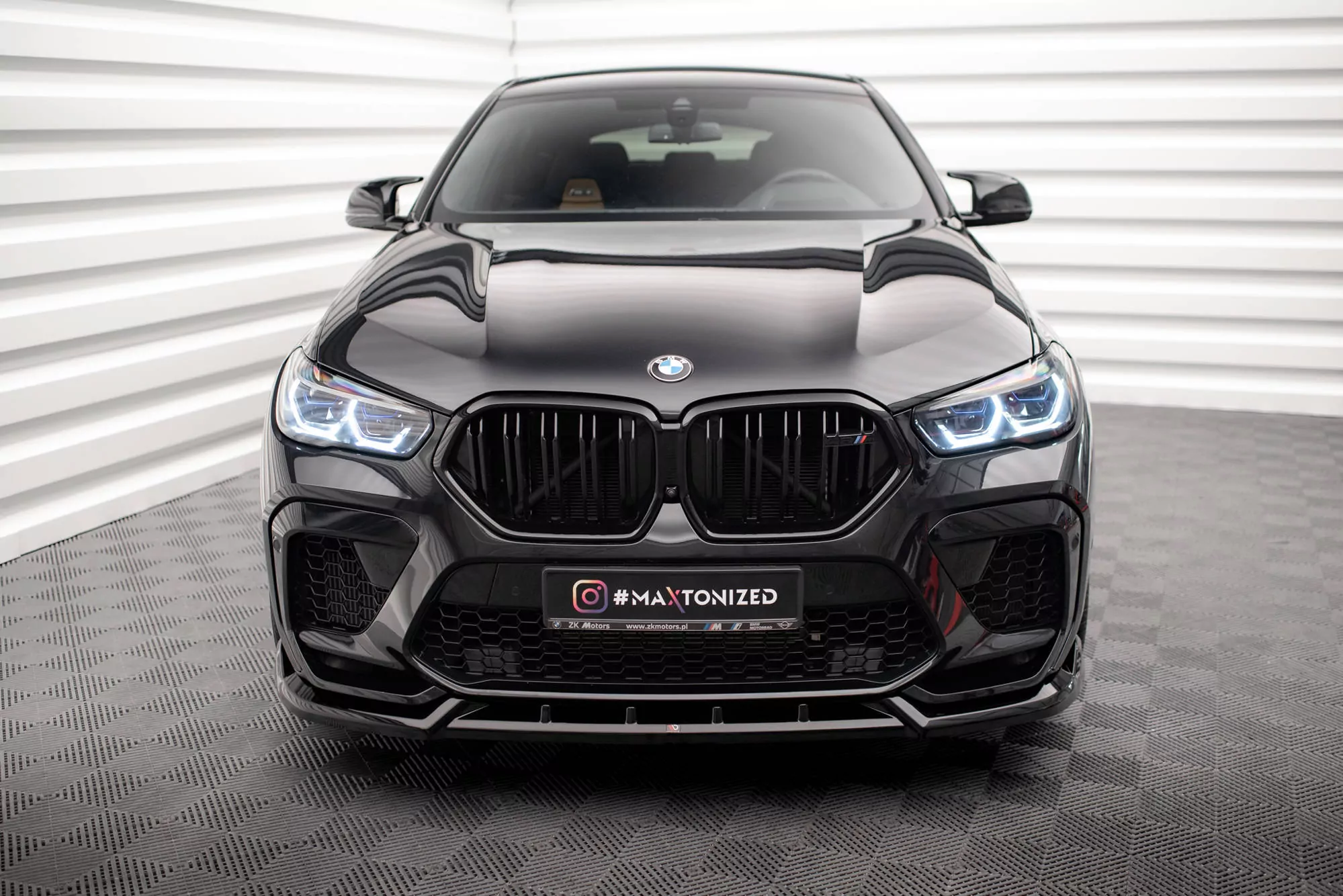Front Ansatz V.2 Für BMW X6 M F96 Schwarz Hochglanz