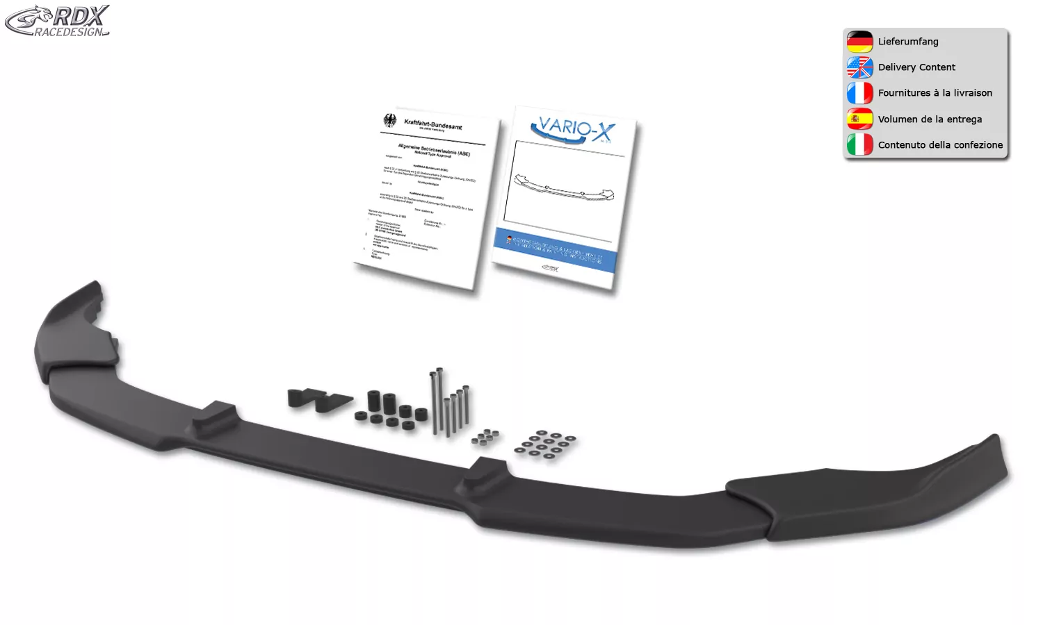 RDX Frontspoiler VARIO-X für FORD Kuga 2 (DM2) 2016-2020 Frontlippe Front Ansatz Vorne Spoilerlippe