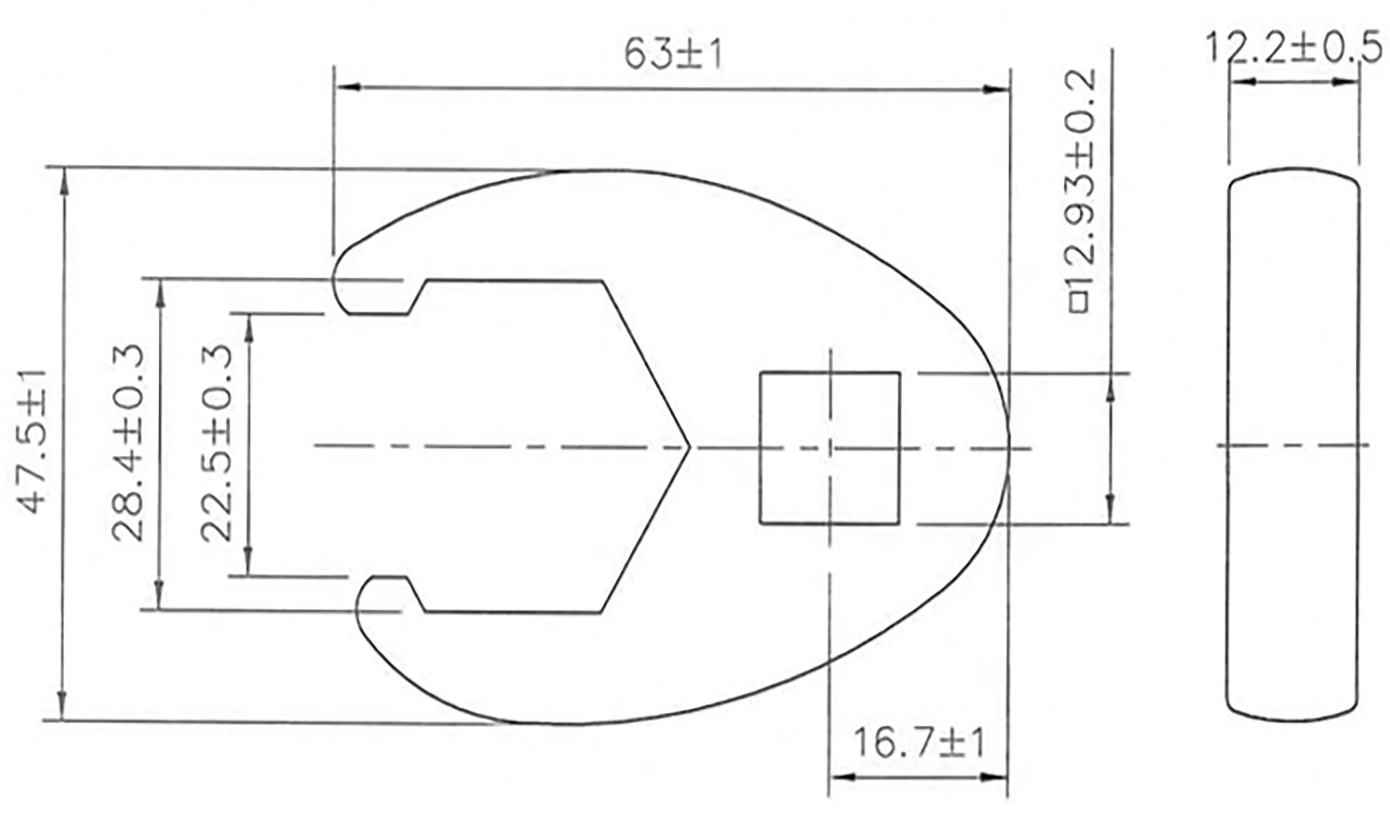 Hahnenfußschlüssel | Antrieb Innenvierkant 12,5 mm (1/2") | SW 28 mm