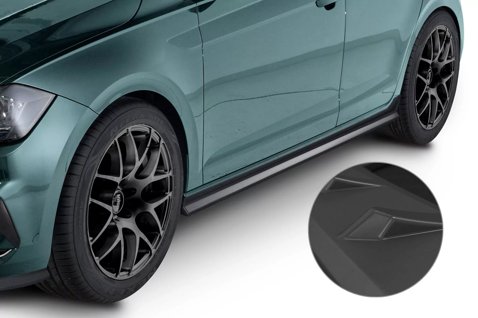 Seitenschweller für VW Polo VI 2G Typ AW Lackierfreundlich (schwarz matt)