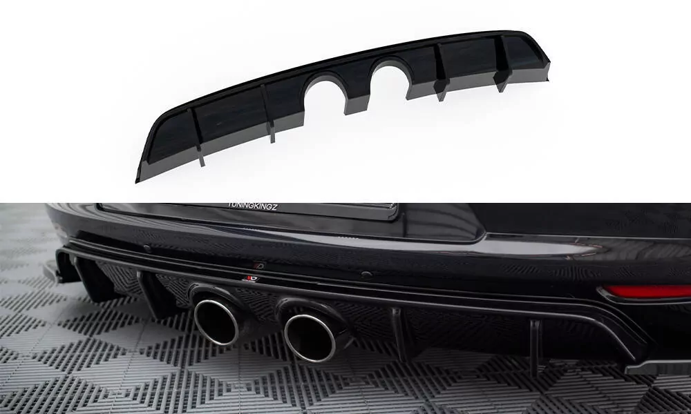 Diffusor Heck Ansatz V.2 Für Volkswagen Scirocco Mk3 (R32 Auspuff) Schwarz Hochglanz