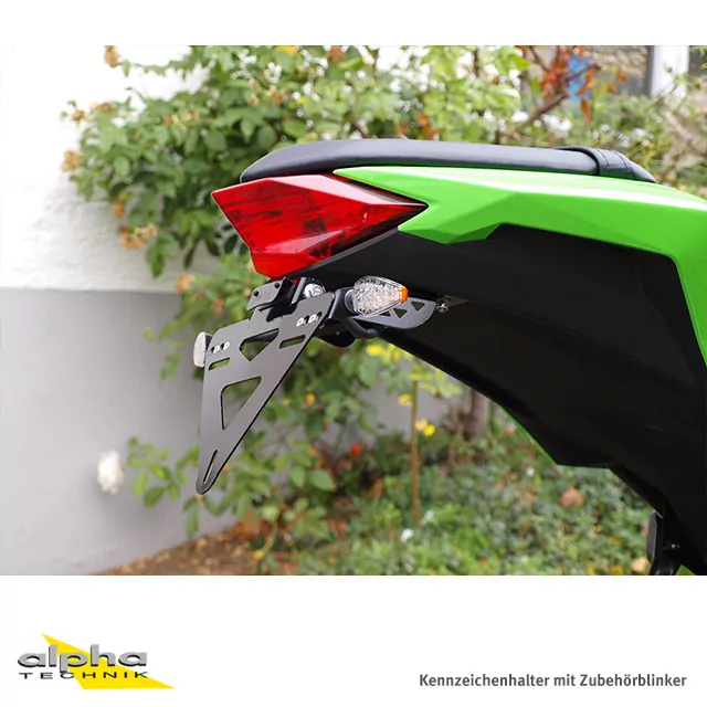 alpha Technik Kennzeichenhalter für Kawasaki Ninja 300; Typ EX300A; Modelljahr 2012-