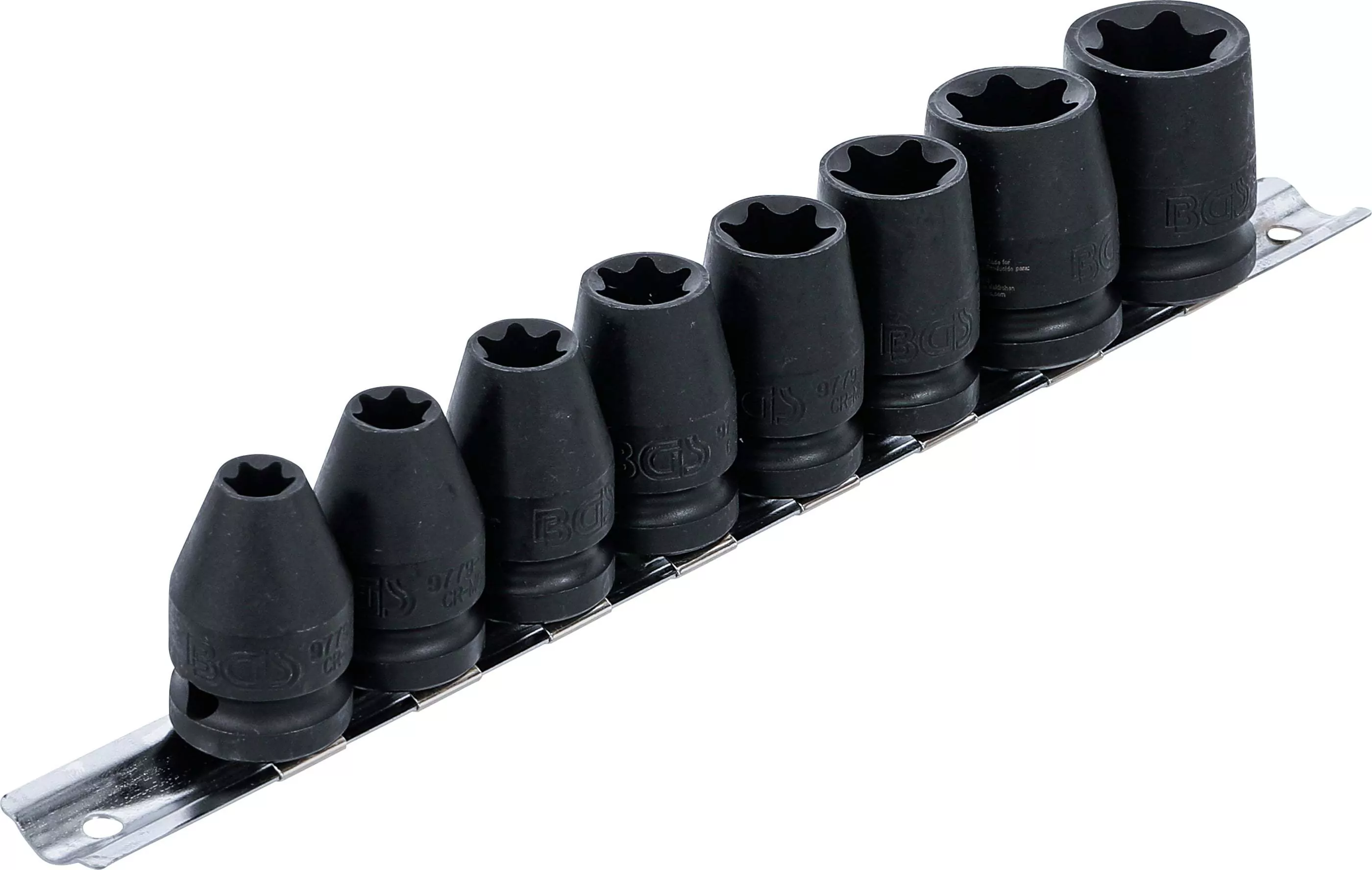 Kraft-Steckschlüssel-Einsatz-Satz E-Profil | Antrieb Innenvierkant 12,5 mm (1/2") | SW E10 - E24 | 8-tlg.