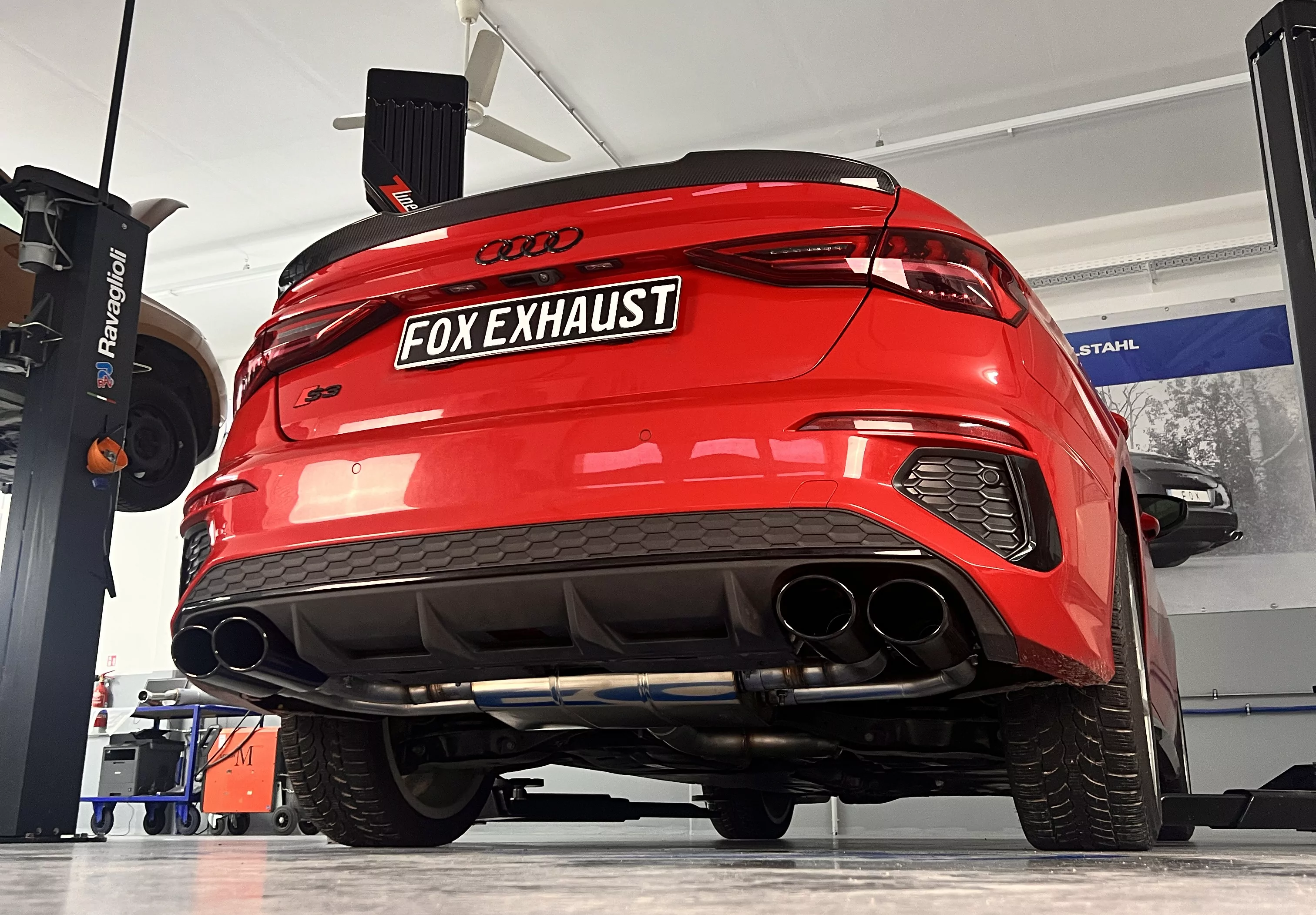 Audi S3 GY - Limousine  Halbanlage ab OPF mit Abgasklappen - 2x115x85 Typ 32 rechts/links Endrohre schwarz emalliert