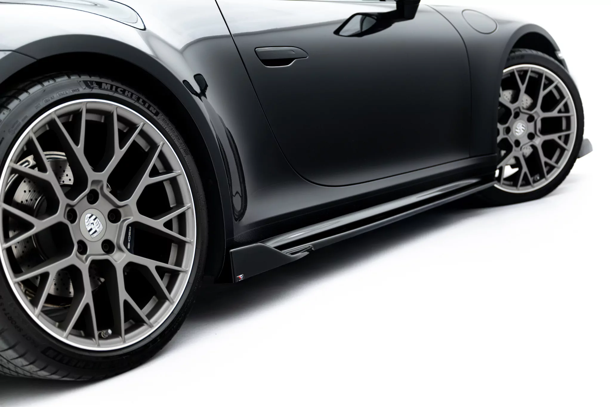 Seitenschweller Ansatz V.2 Für Porsche 911 Carrera Sport Design 992 Schwarz Hochglanz