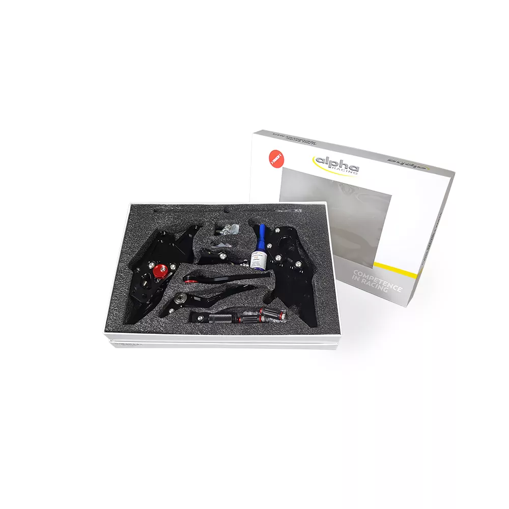 TRACK Fußrastenanlage schwarz Yamaha YZF-R3 / MT-03 Typ RH12 und RH21 ab Mj. 2017-