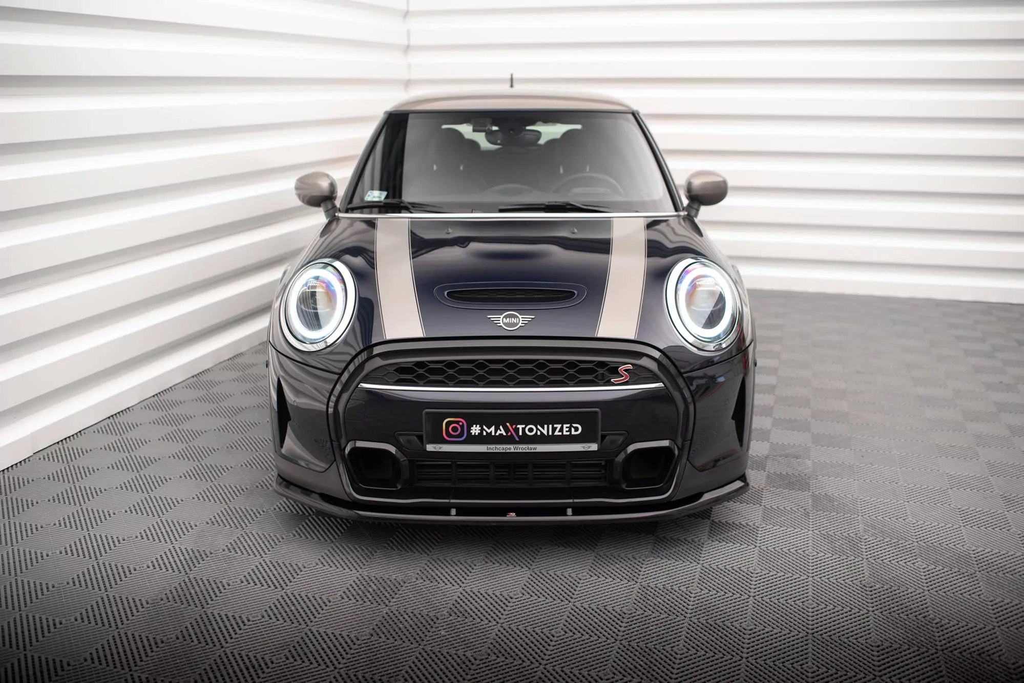 Front Ansatz V.1 Für Mini Cooper S F56 Facelift Schwarz Hochglanz
