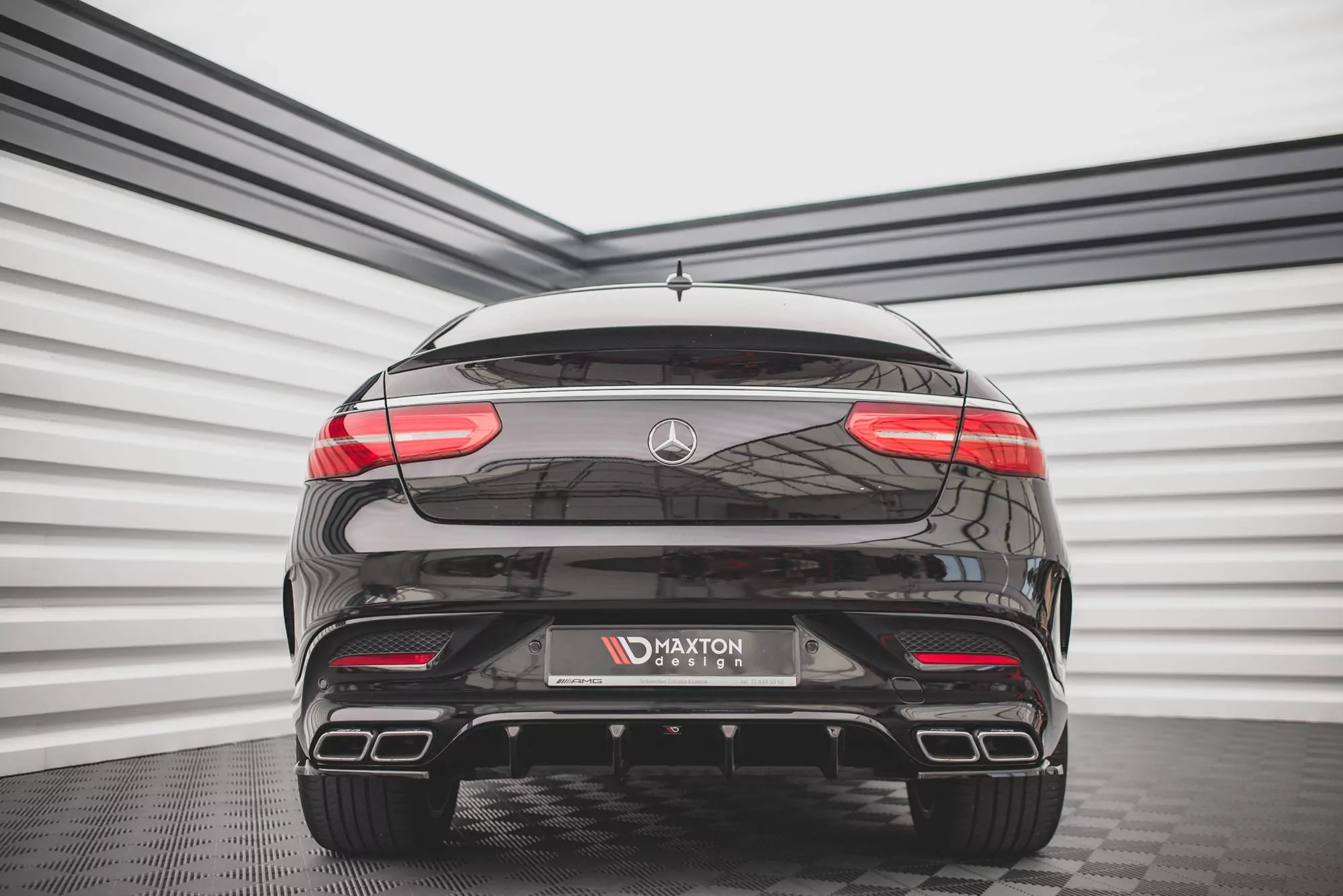 Diffusor Heck Ansatz Für Mercedes-Benz GLE Coupe 63 AMG C292 Schwarz Hochglanz