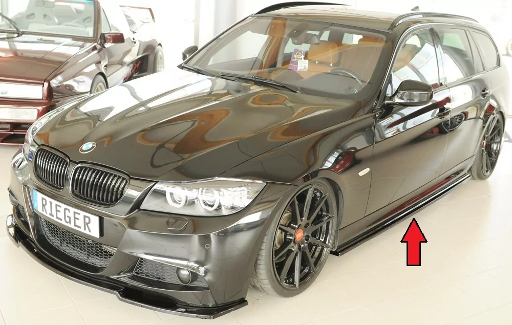 Rieger Seitenschweller links ansatz glanz schwarz für BMW 3er E91 Touring 09.08- (ab Facelift) LCI