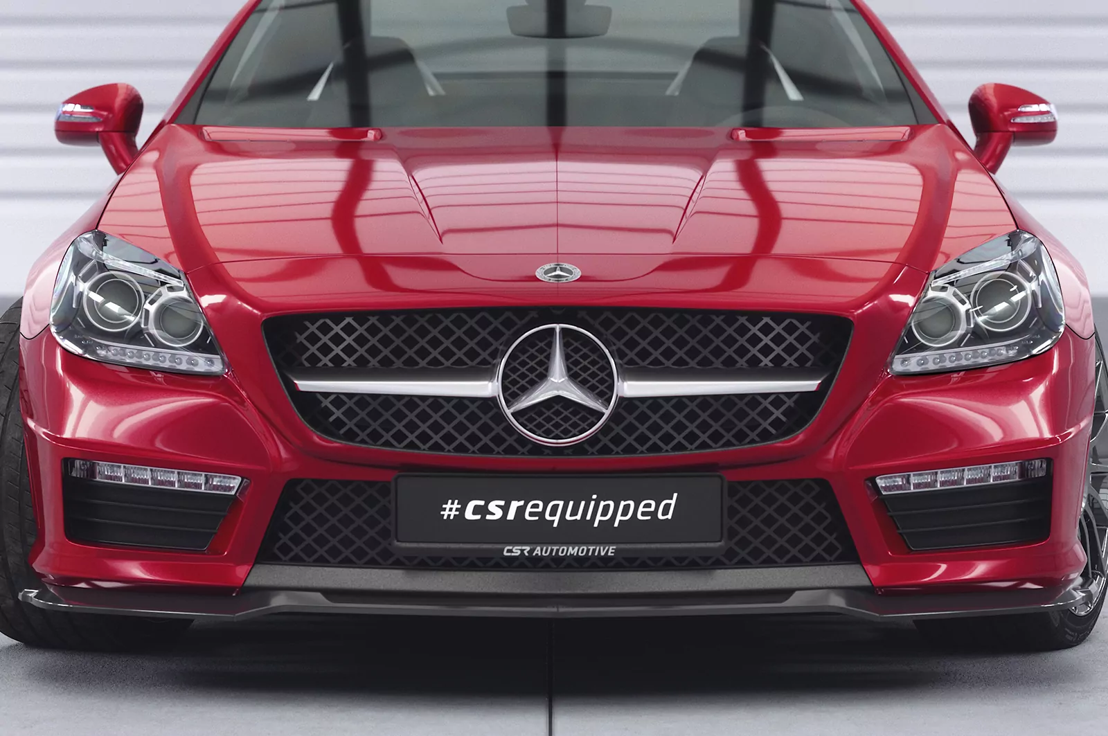 Cup-Spoilerlippe mit ABE für Mercedes Benz SLK R172 AMG-Line CSL655 Schwarz Strukturiert