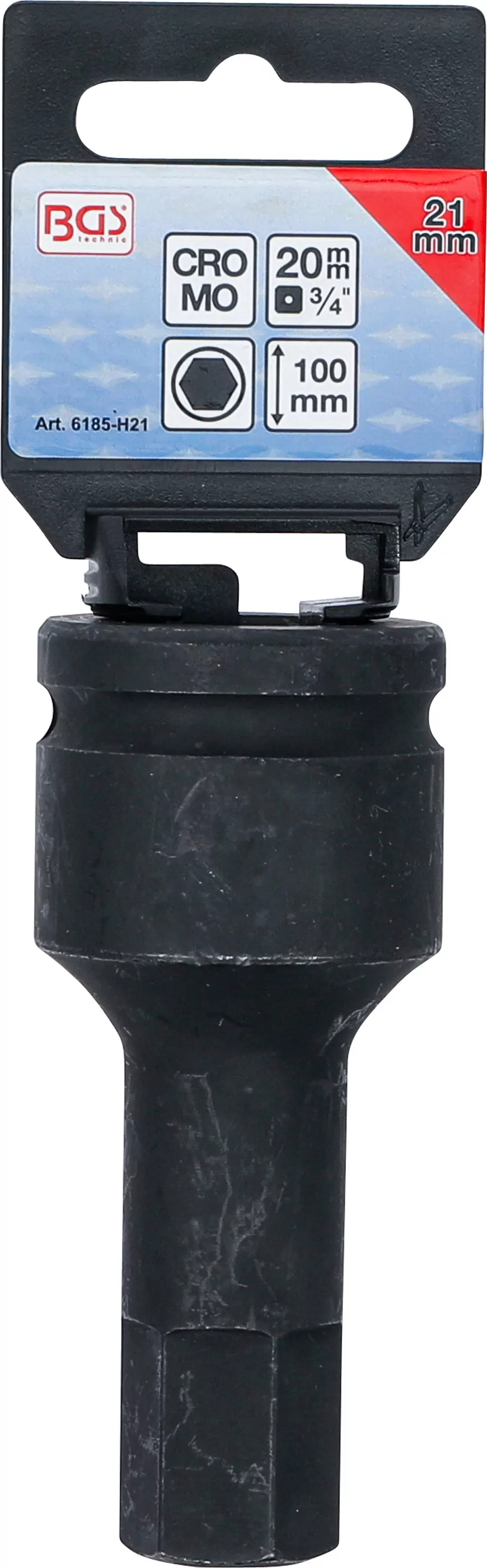 Kraft-Bit-Einsatz | Länge 100 mm | Antrieb Innenvierkant 20 mm (3/4") | Innensechskant 21 mm