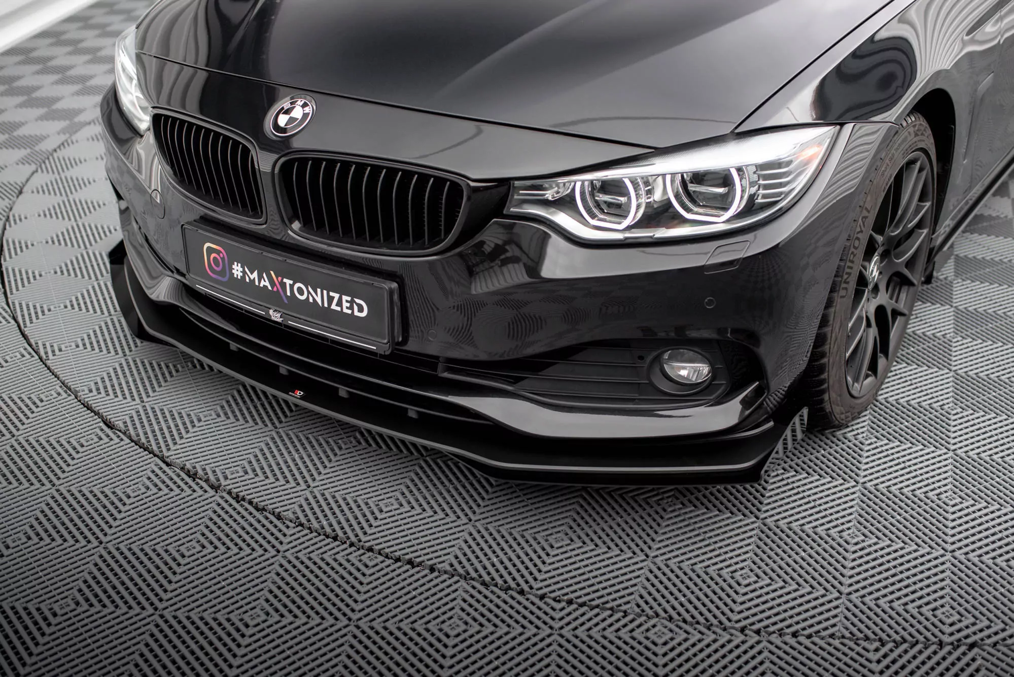 Street Pro Front Ansatz Für +Flaps Für + Flaps BMW 4er Gran Coupe F36 Schwarz Hochglanz