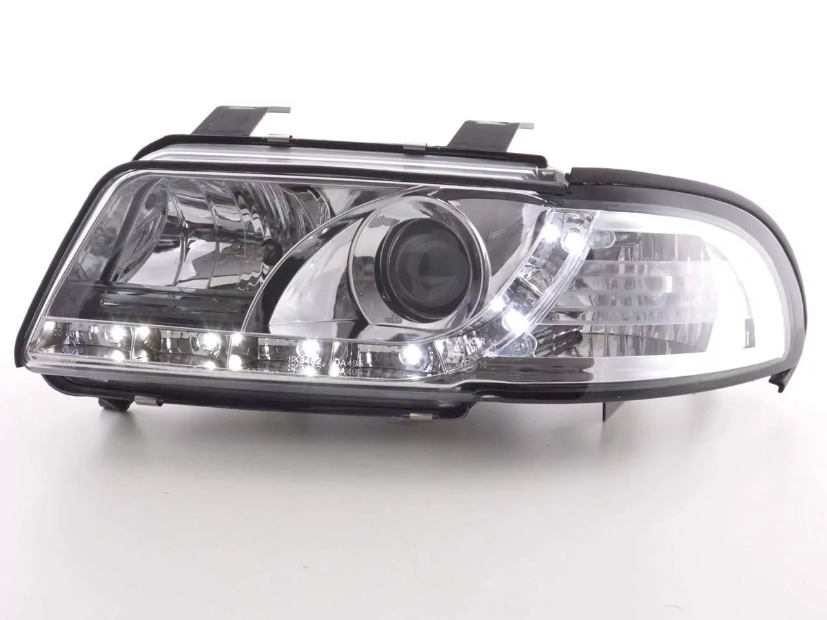 Scheinwerfer Set Daylight LED TFL-Optik Audi A4 Typ B5 Bj. 99-01 chrom