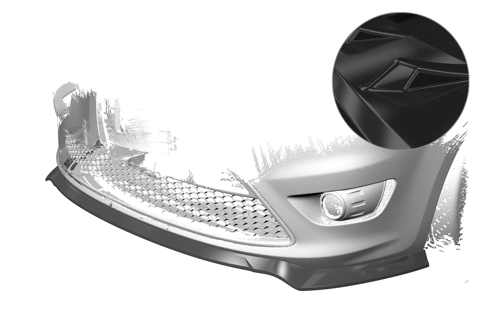 Cup-Spoilerlippe für Ford Focus MK2 ST Glossy (schwarz hochglanz)