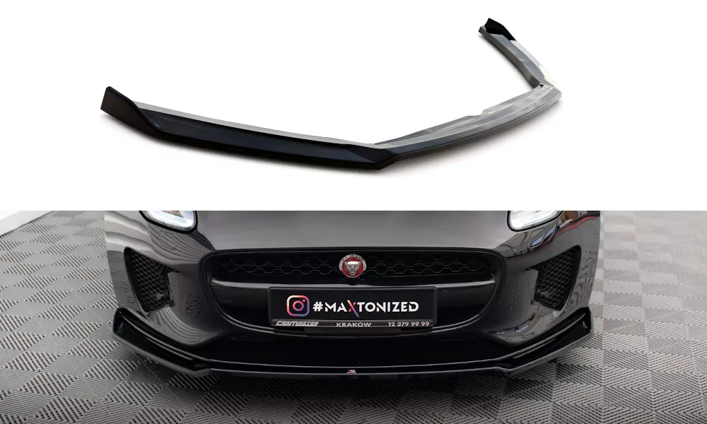 Front Ansatz V.2 Für Jaguar F-Type Mk1 Facelift Schwarz Hochglanz