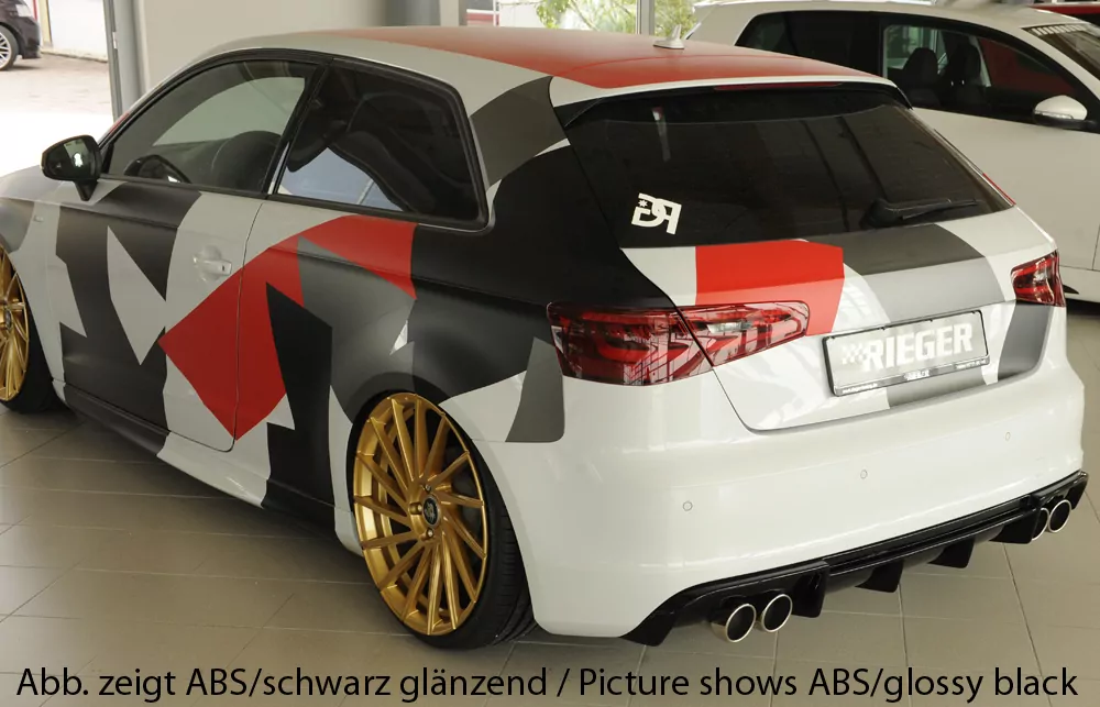 Rieger Heckeinsatz für Audi A3 (8V) - 3-tür. (Schrägheck 8V1) 07.12-08.16 (bis Facelift) carbon optik