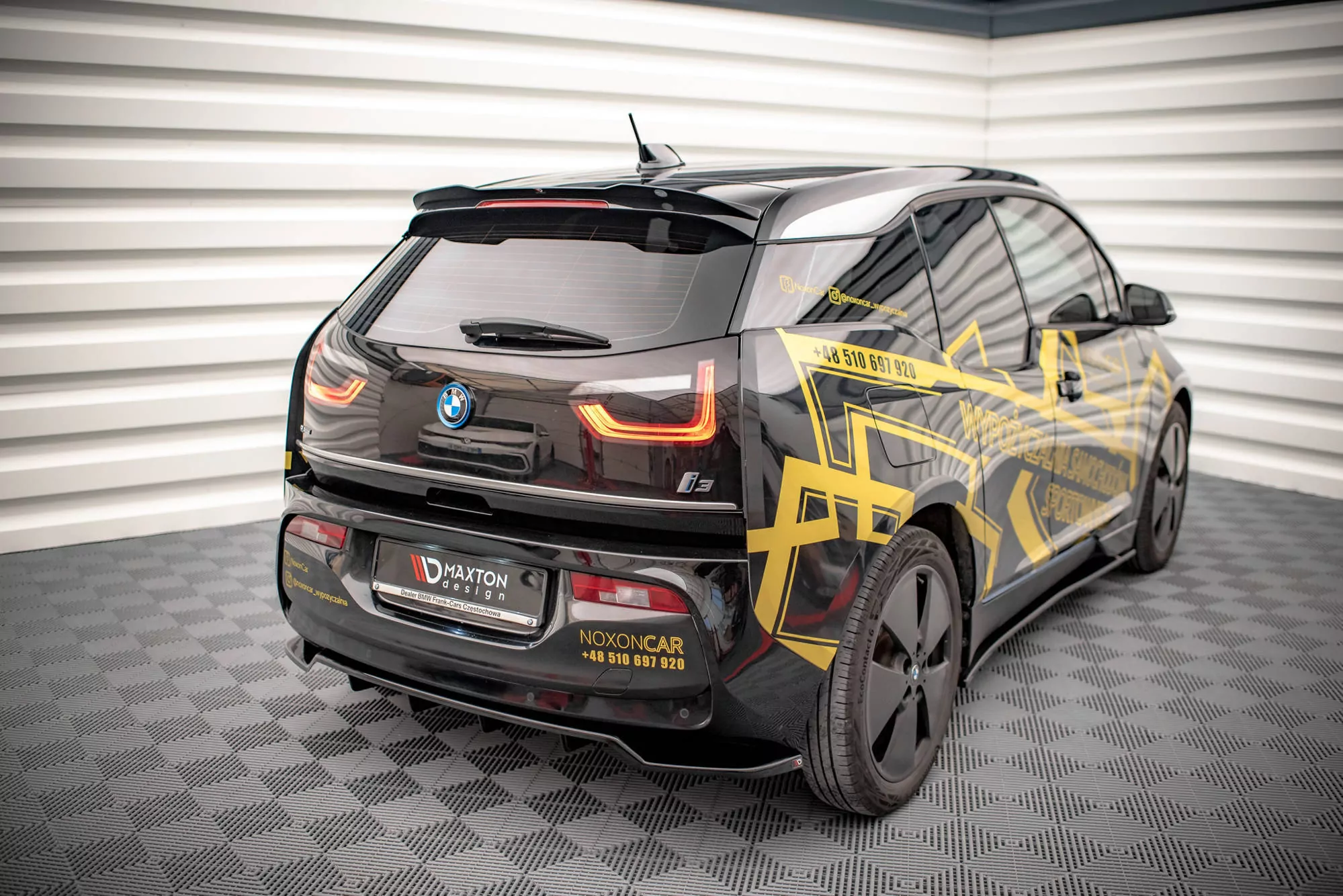 Spoiler CAP Für BMW I3 Mk1 Facelift Schwarz Hochglanz